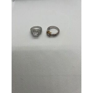 Cubic Zirconia‎ Rings Silver Tone Cocktail Statement Band Ring Set